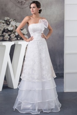 Strapless Sleeveless Satin Lace A-Line Reception Wedding Dresses 2030460