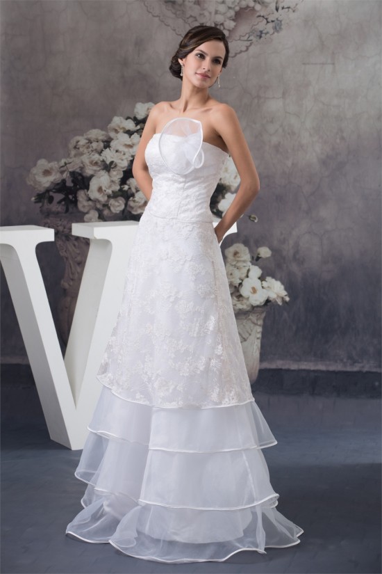 Strapless Sleeveless Satin Lace A-Line Reception Wedding Dresses 2030460 Strapless Sleeveless Satin Lace A-Line Reception Wedding Dresses 2030460