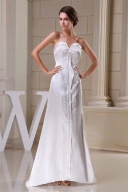 Strapless Sleeveless Silk like Satin Netting Reception Wedding Dresses 2030461