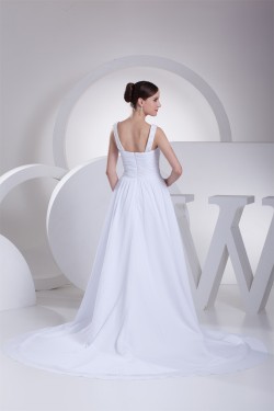 A-Line Straps Chiffon Satin Sleeveless Wedding Dresses 2030462