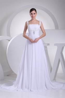 A-Line Straps Chiffon Satin Sleeveless Wedding Dresses 2030462