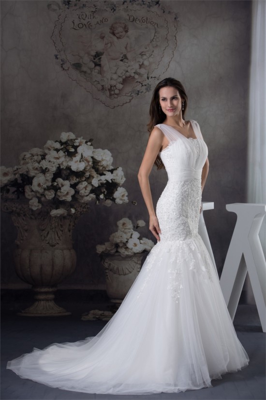 Straps Satin Lace Fine Netting Mermaid/Trumpet Sweet Wedding Dresses 2030463 Straps Satin Lace Fine Netting Mermaid/Trumpet Sweet Wedding Dresses 2030463
