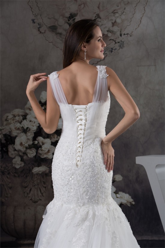 Straps Satin Lace Fine Netting Mermaid/Trumpet Sweet Wedding Dresses 2030463 Straps Satin Lace Fine Netting Mermaid/Trumpet Sweet Wedding Dresses 2030463