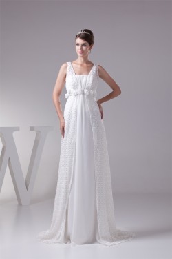 Straps Sleeveless Chiffon Satin Lace Fine Netting Wedding Dresses 2030466