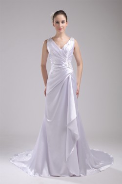 Straps Sleeveless Silk like Satin Sheath/Column Wedding Dresses 2030467