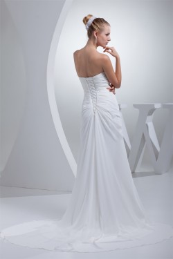 Sweetheart A-Line Chiffon Silk like Satin Best Wedding Dresses 2030468