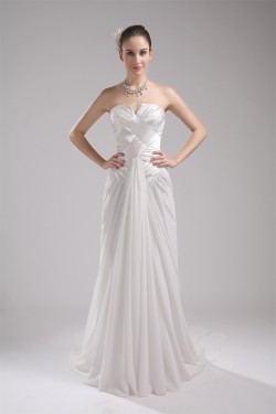 Sweetheart Chiffon Elastic Woven Satin Sleeveless Wedding Dresses 2030475