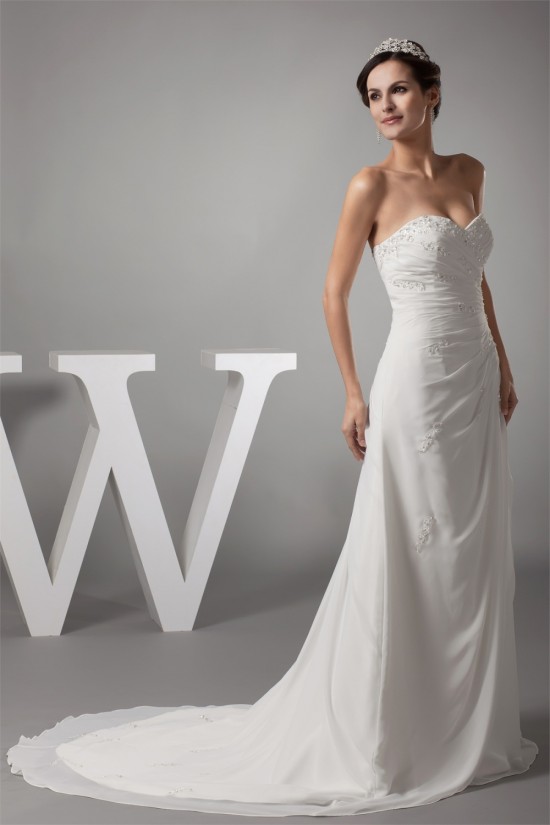 Sweetheart Chiffon Silk like Satin A-Line Best Wedding Dresses 2030476 Sweetheart Chiffon Silk like Satin A-Line Best Wedding Dresses 2030476