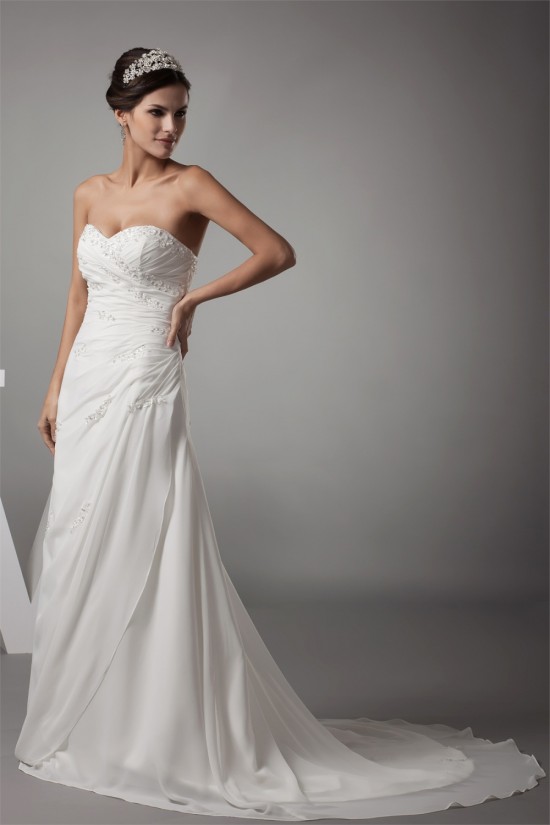 Sweetheart Chiffon Silk like Satin A-Line Best Wedding Dresses 2030476 Sweetheart Chiffon Silk like Satin A-Line Best Wedding Dresses 2030476