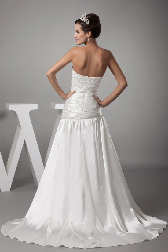 Sweetheart Chiffon Silk like Satin A-Line Best Wedding Dresses 2030477