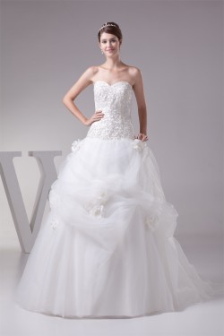 Sweetheart Princess Satin Fine Netting Lace Sleeveless New Arrival Wedding Dresses 2030482