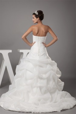 Sweetheart Satin Fine Netting Woth Satin Sweet Wedding Dresses 2030483