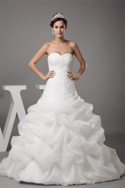 Sweetheart Satin Fine Netting Woth Satin Sweet Wedding Dresses 2030483