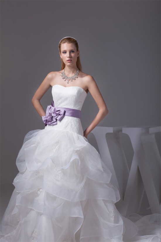 Sweetheart Satin Lace Organza Ball Gown New Arrival Wedding Dresses 2030484