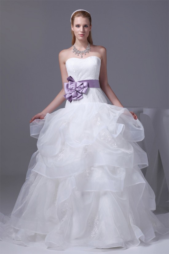 Sweetheart Satin Lace Organza Ball Gown New Arrival Wedding Dresses 2030484