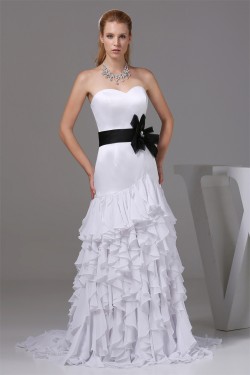 Sweetheart Sheath/Column Sleeveless Chiffon Satin New Arrival Wedding Dresses 2030486