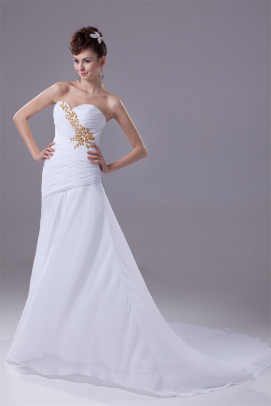 Sweetheart Sleeveless A-Line Chiffon Silk like Satin Best Wedding Dresses 2030487 Sweetheart Sleeveless A-Line Chiffon Silk like Satin Best Wedding Dresses 2030487