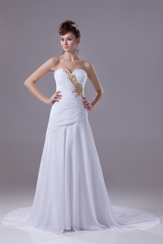 Sweetheart Sleeveless A-Line Chiffon Silk like Satin Best Wedding Dresses 2030487 Sweetheart Sleeveless A-Line Chiffon Silk like Satin Best Wedding Dresses 2030487