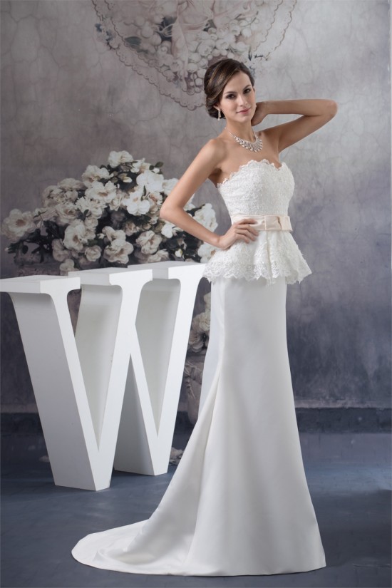 Sweetheart Sleeveless Satin Lace A-Line Most Beautiful Wedding Dresses 2030489 Sweetheart Sleeveless Satin Lace A-Line Most Beautiful Wedding Dresses 2030489