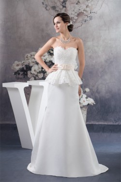 Sweetheart Sleeveless Satin Lace A-Line Most Beautiful Wedding Dresses 2030489