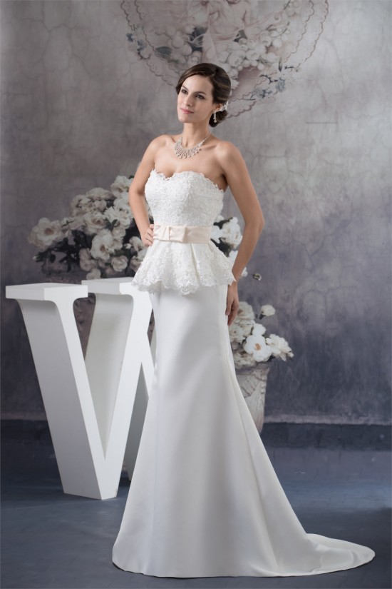 Sweetheart Sleeveless Satin Lace A-Line Most Beautiful Wedding Dresses 2030489 Sweetheart Sleeveless Satin Lace A-Line Most Beautiful Wedding Dresses 2030489