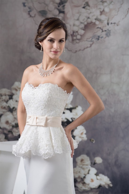 Sweetheart Sleeveless Satin Lace A-Line Most Beautiful Wedding Dresses 2030489 Sweetheart Sleeveless Satin Lace A-Line Most Beautiful Wedding Dresses 2030489
