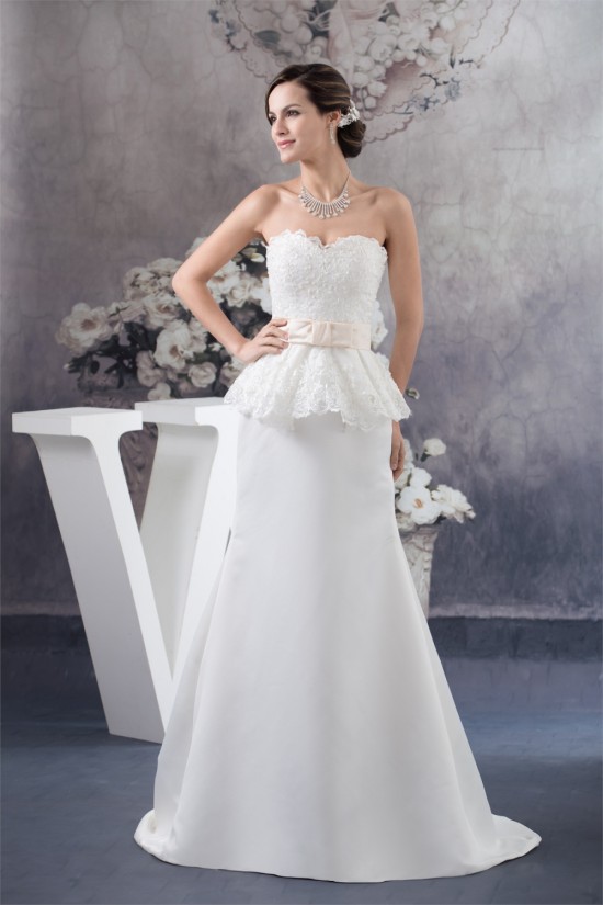 Sweetheart Sleeveless Satin Lace A-Line Most Beautiful Wedding Dresses 2030489 Sweetheart Sleeveless Satin Lace A-Line Most Beautiful Wedding Dresses 2030489