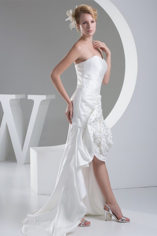 Sweetheart Sleeveless Satin Mermaid/Trumpet Beaded Little White Dresses 2030490 Sweetheart Sleeveless Satin Mermaid/Trumpet Beaded Little White Dresses 2030490
