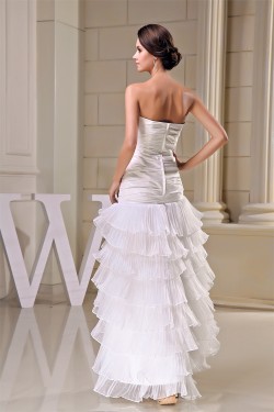 Sweetheart Sleeveless Taffeta Pleated Organza Little White Dresses 2030492