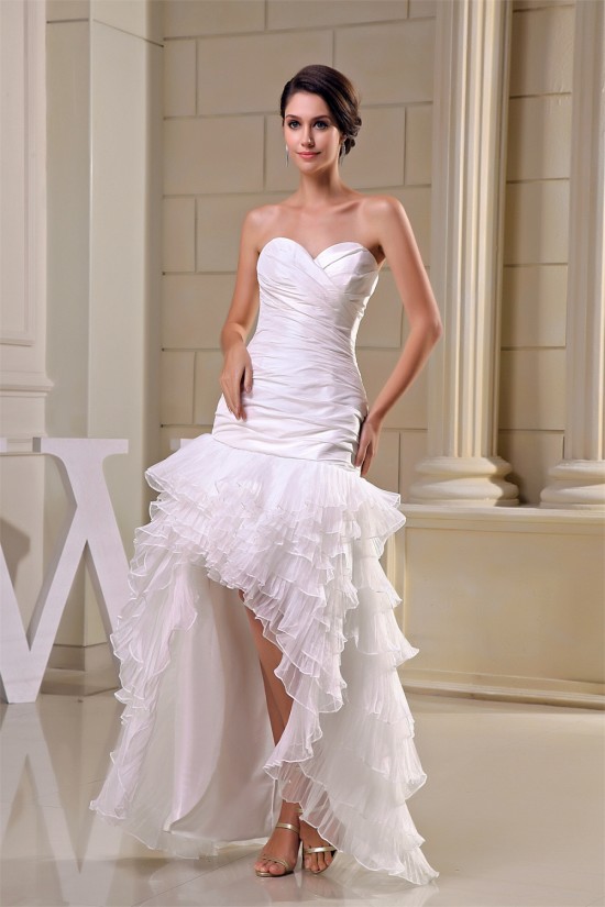 Sweetheart Sleeveless Taffeta Pleated Organza Little White Dresses 2030492 Sweetheart Sleeveless Taffeta Pleated Organza Little White Dresses 2030492