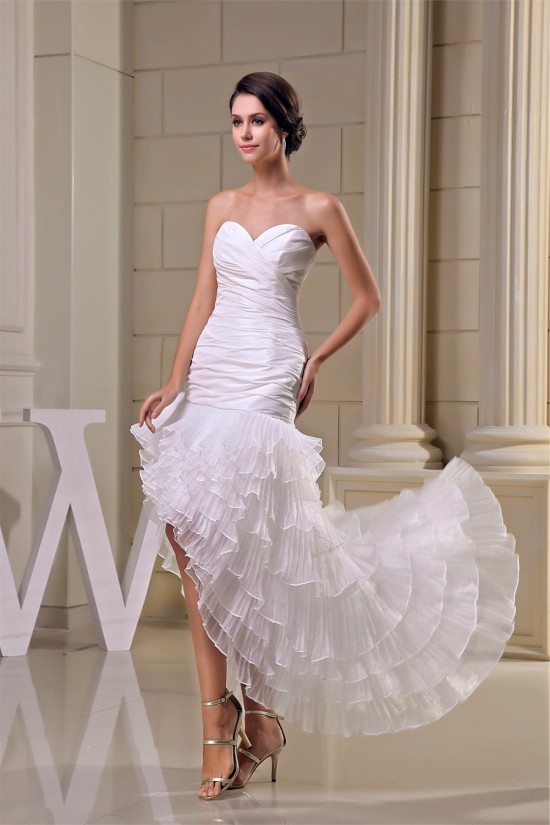 Sweetheart Sleeveless Taffeta Pleated Organza Little White Dresses 2030492 Sweetheart Sleeveless Taffeta Pleated Organza Little White Dresses 2030492