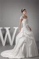 Taffeta Fine Netting Square Short Sleeve Lace Wedding Dresses 2030493