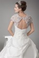 Taffeta Fine Netting Square Short Sleeve Lace Wedding Dresses 2030493