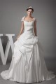 Taffeta Fine Netting Square Short Sleeve Lace Wedding Dresses 2030493