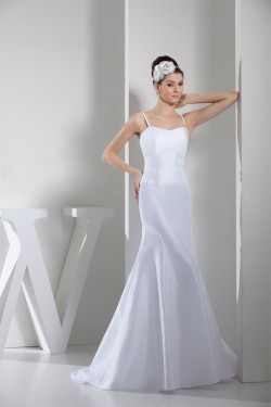 Taffeta Mermaid/Trumpet Sleeveless Spaghetti Straps Sweet Wedding Dresses 2030495