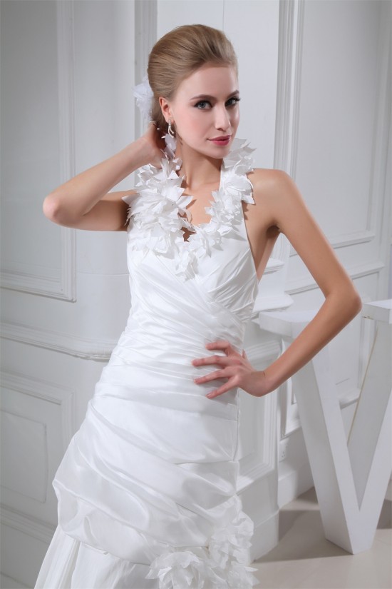 Taffeta Netting Sheath/Column Sleeveless Sweet Wedding Dresses 2030496