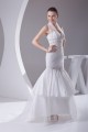 Trumpet/Mermaid Taffeta Ruffled Netting Halter Sleeveless Wedding Dresses 2030497