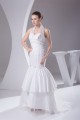Trumpet/Mermaid Taffeta Ruffled Netting Halter Sleeveless Wedding Dresses 2030497