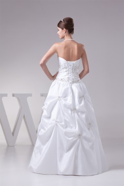 Ball Gown Taffeta Sleeveless Sweetheart Beaded Wedding Dresses 2030498