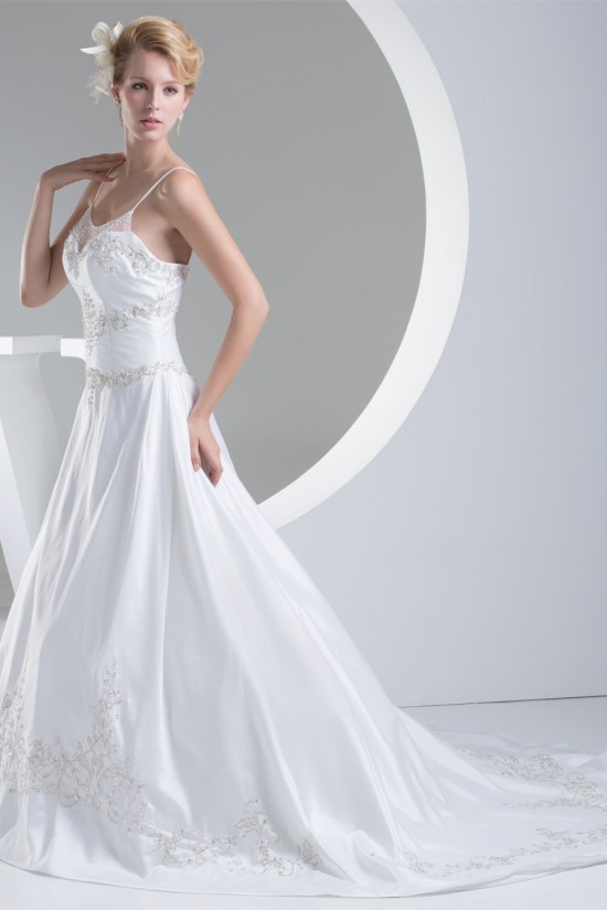 Taffeta Spaghetti Straps A-Line Sleeveless New Arrival Wedding Dresses 2030499