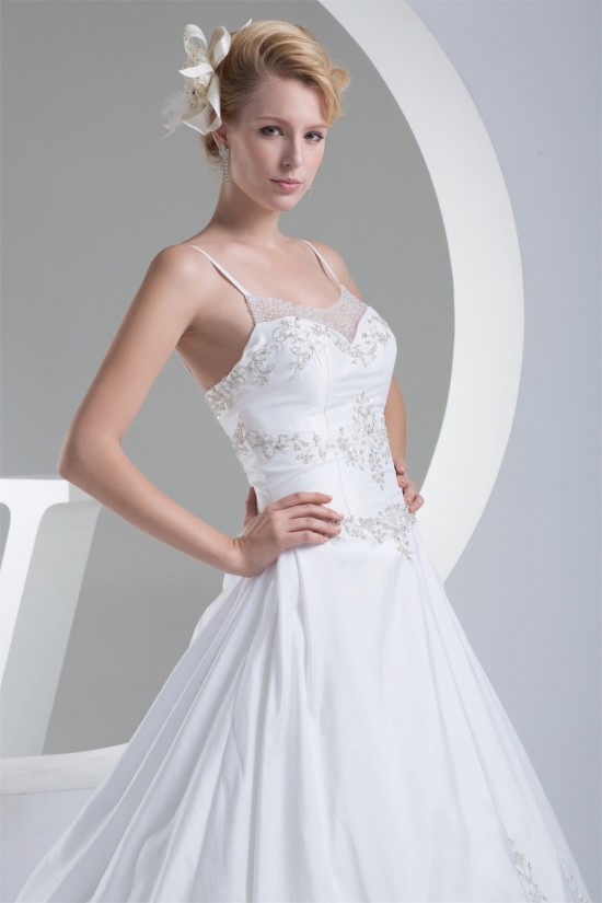 Taffeta Spaghetti Straps A-Line Sleeveless New Arrival Wedding Dresses 2030499