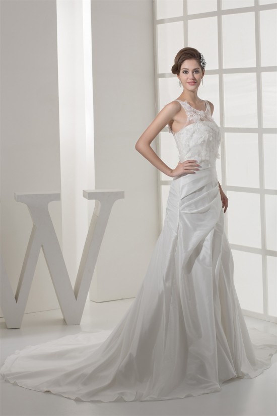 A-Line Sleeveless Scoop Lace Taffeta Best Wedding Dresses 2030502 A-Line Sleeveless Scoop Lace Taffeta Best Wedding Dresses 2030502