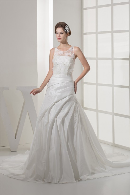 A-Line Sleeveless Scoop Lace Taffeta Best Wedding Dresses 2030502 A-Line Sleeveless Scoop Lace Taffeta Best Wedding Dresses 2030502