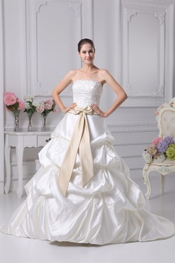 Sleeveless A-Line Satin Strapless Lace New Arrival Wedding Dresses 2030504