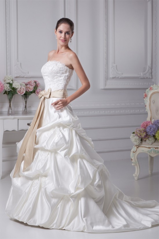Sleeveless A-Line Satin Strapless Lace New Arrival Wedding Dresses 2030504 Sleeveless A-Line Satin Strapless Lace New Arrival Wedding Dresses 2030504