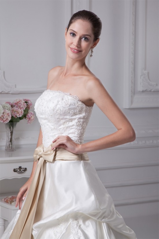 Sleeveless A-Line Satin Strapless Lace New Arrival Wedding Dresses 2030504 Sleeveless A-Line Satin Strapless Lace New Arrival Wedding Dresses 2030504