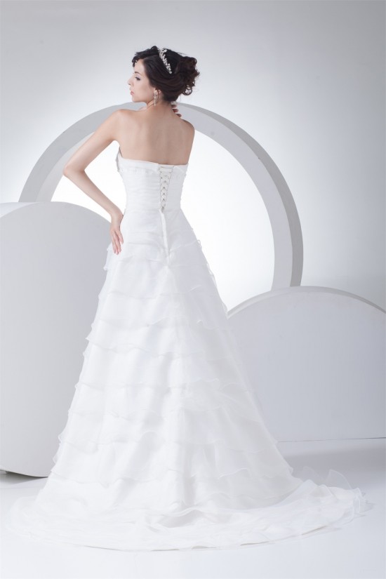 Sleeveless Square Satin Lace Organza Wedding Dresses 2030506 Sleeveless Square Satin Lace Organza Wedding Dresses 2030506