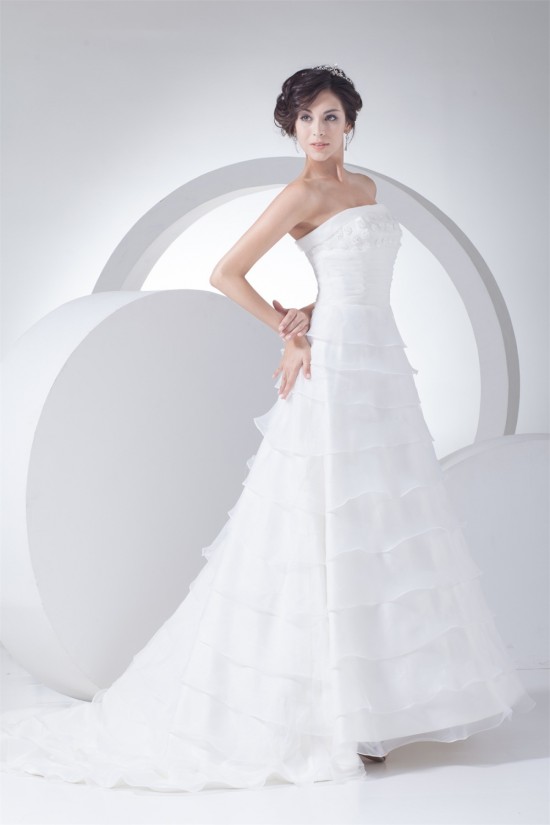 Sleeveless Square Satin Lace Organza Wedding Dresses 2030506 Sleeveless Square Satin Lace Organza Wedding Dresses 2030506