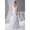V-Neck A-Line Chiffon Silk like Satin Illusion Sleeves Reception Wedding Dresses 2030508