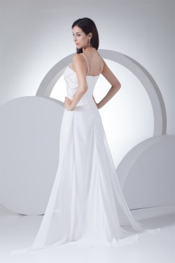 V-Neck A-Line Sleeveless Chiffon Silk like Satin Most Beautiful Wedding Dresses 2030509